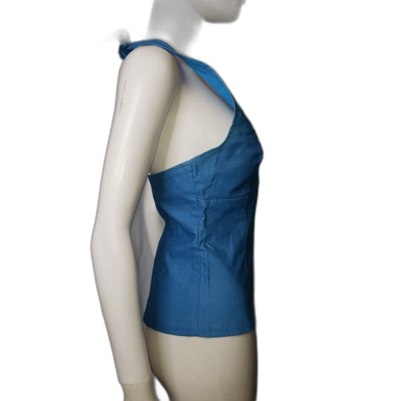 Vintage 90's GUESS Turquoise Blue Halter Top Womens Size Medium - Picture 3 of 10